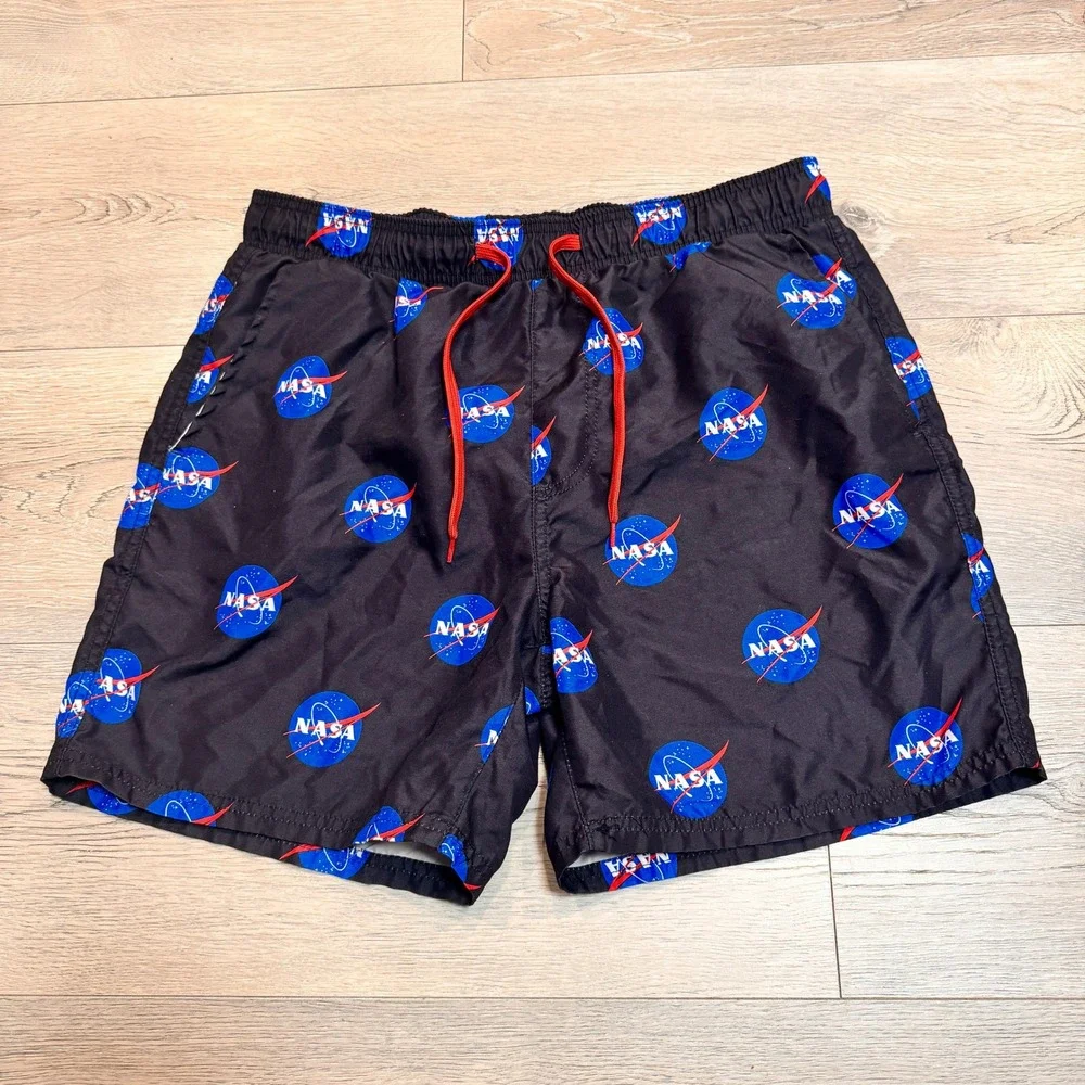 Chemistry NASA Swim Trunks All Over Print Drawstring Shorts Mens Size Medium‎